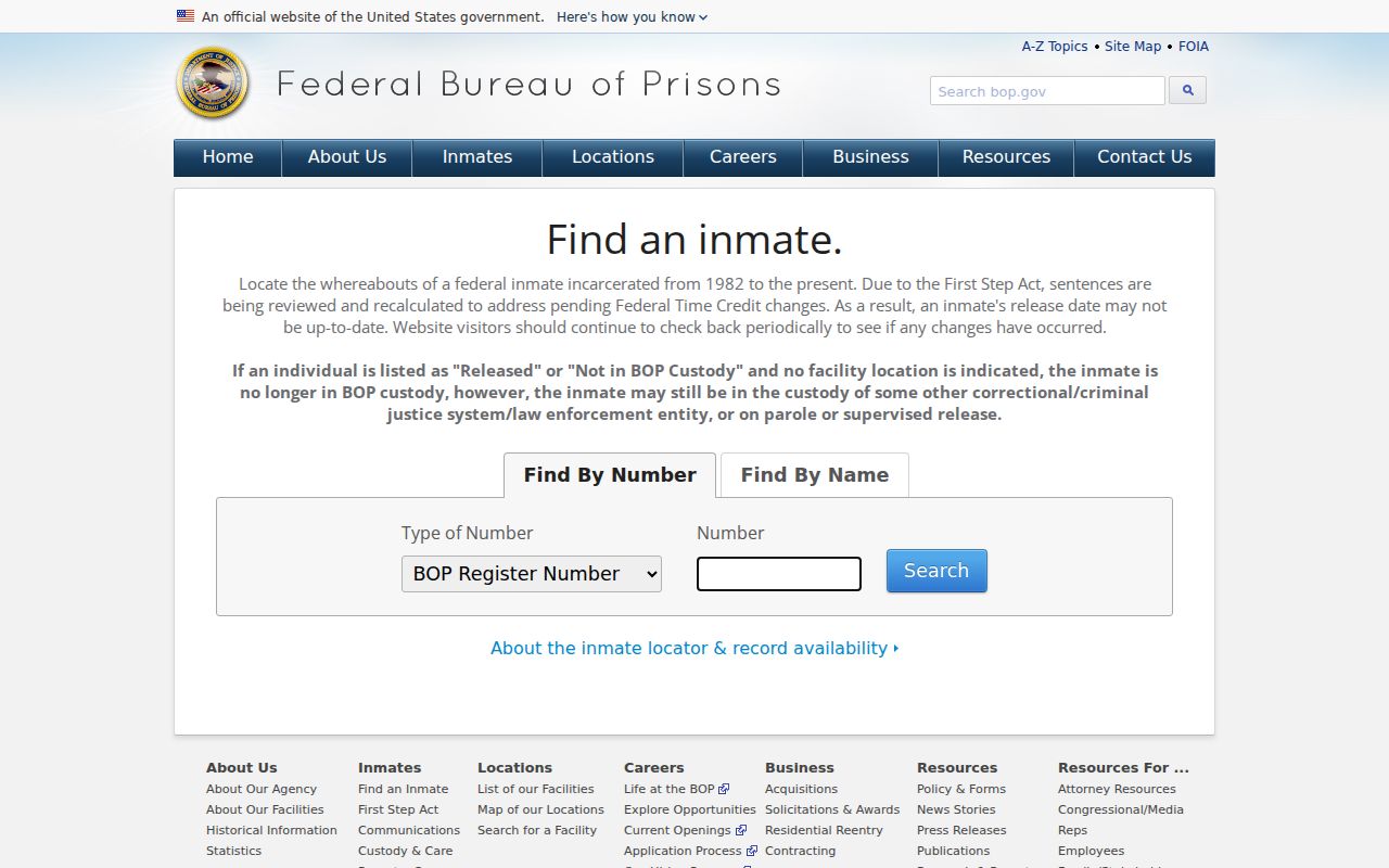 Camp County arrest lookup federal custody locator