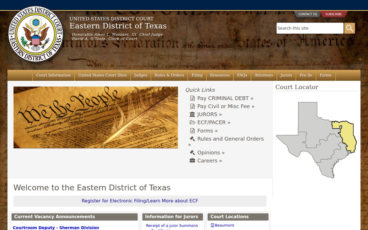 Eastern District of Texas federal court covering Camp County