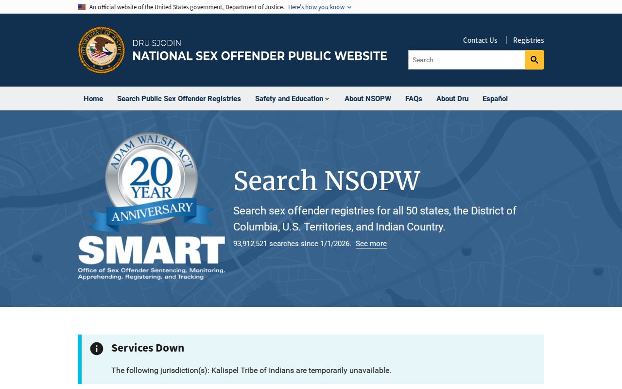 National registry search supplement for a Camp County sex offender check