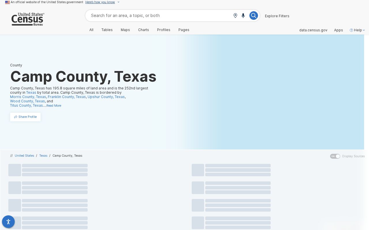 Camp County Census and government context for Rocky Mound criminal records
